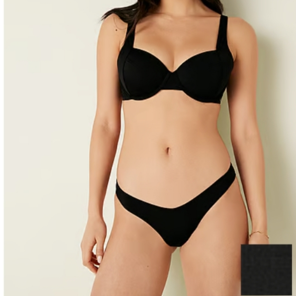 Victoria Secret PINK- V-Front Itsy Bikini Bottom (Black)-XXL